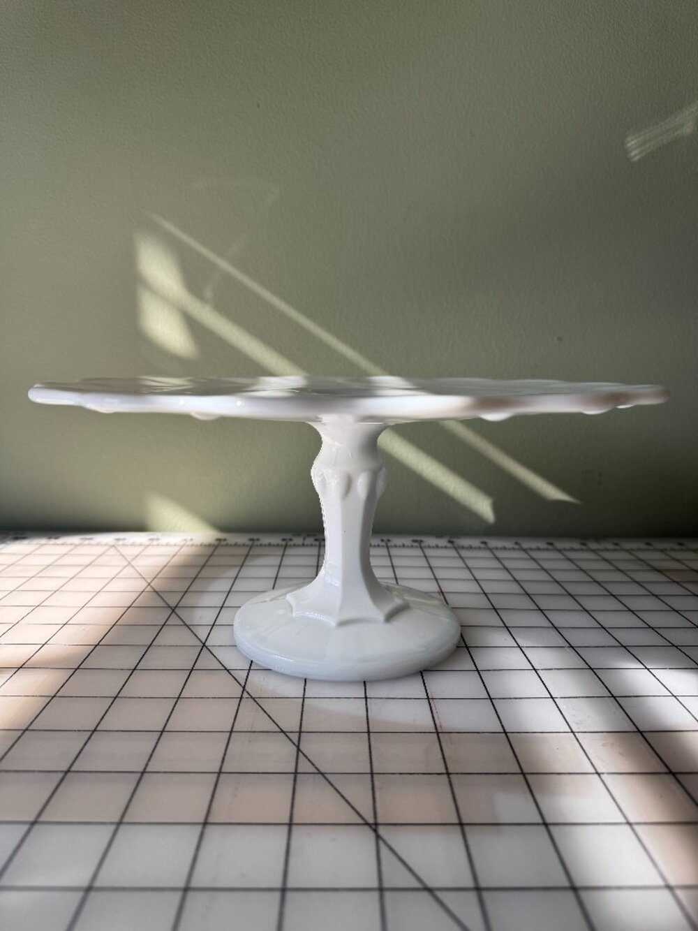 Vintage Indiana Glass Milk Glass Pedestal Cake Stand Cottagecore Decor